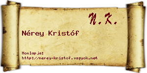 Nérey Kristóf névjegykártya
